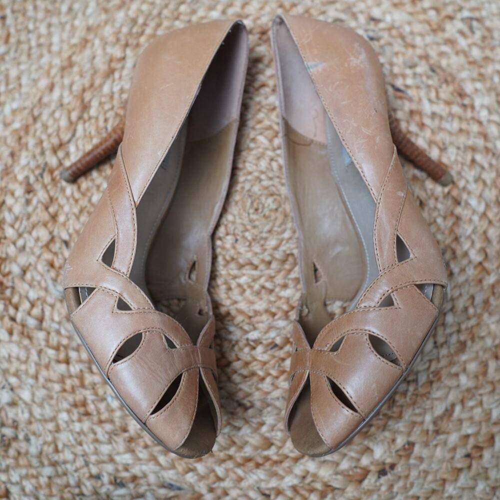 Steve Madden Y2K Leather Peep Toe Heels 10